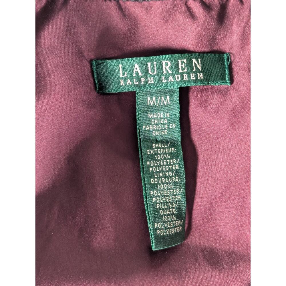 Lauren Ralph Lauren Vest Women's Med Burgundy Plaid Corduroy Trim Full Zip Y2K - Picture 2 of 9